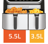 Newal 5.5+3.5 Lt Çift Hazneli Dokunmatik Panel Yağsız Fritöz Airfryer